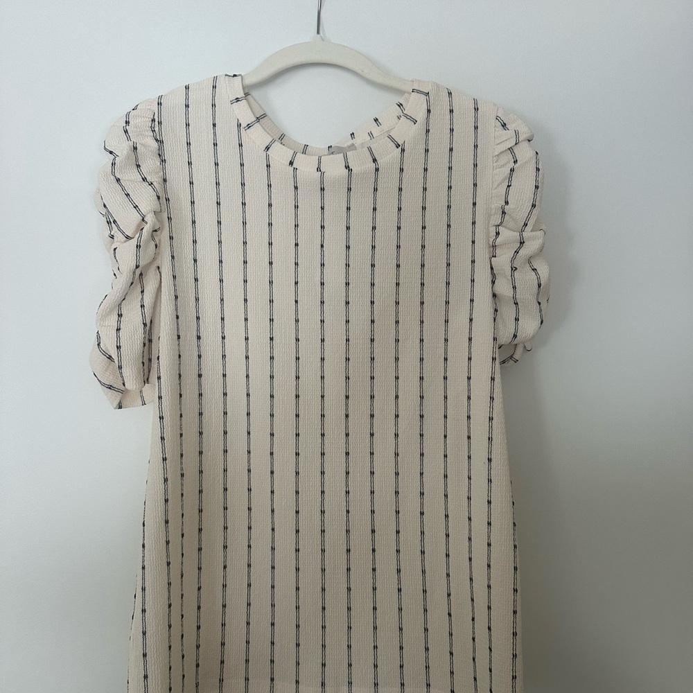 LOFT Ivory Top with Black Stripes